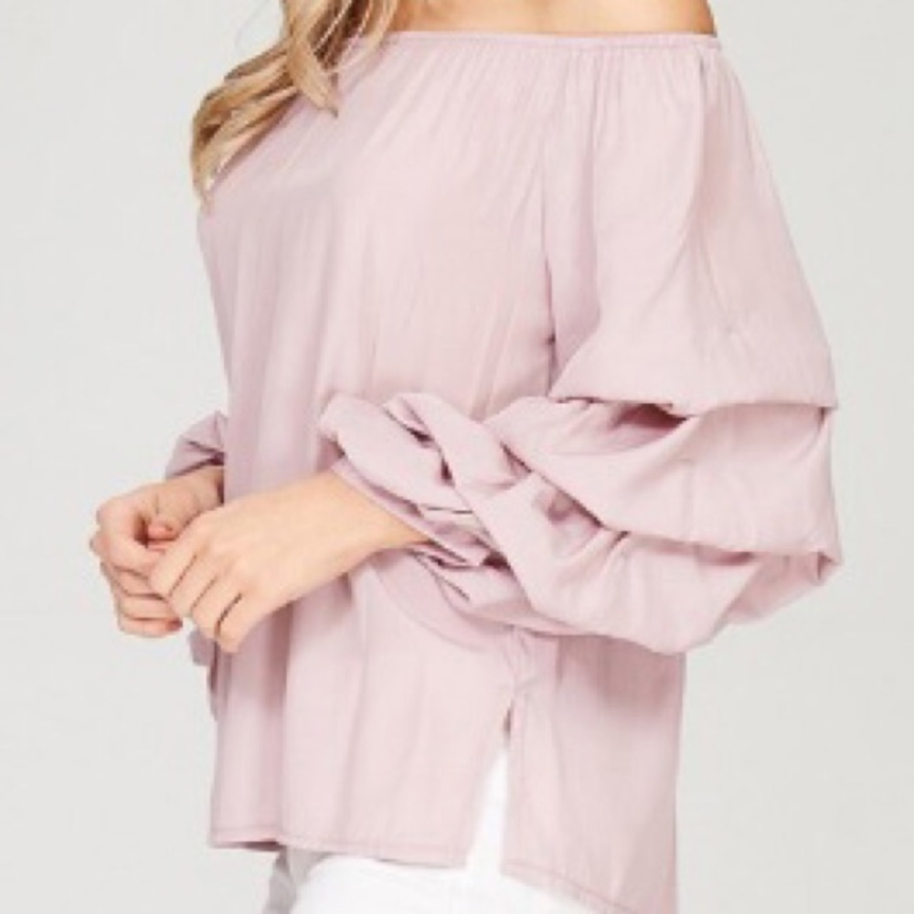 Off Shoulder Dust Pink Top - Picture 3 of 4